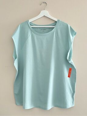 NWT Women’s Plus Size 1X Casual Muscle Tee 100% Cotton Scoop Neck Pastel Green